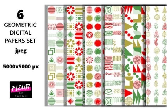 6 Christmas Colors Geometric Patterns 1: Elevate Your Holiday Projects with Seamless Design