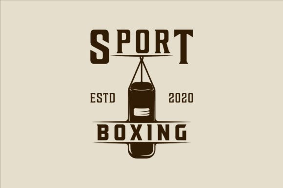 Heavy Punching Bag Boxing Logo Vintage for Your Brand