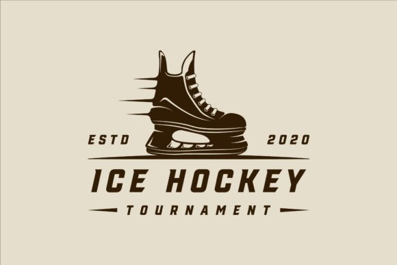 Ice Hockey Shoes Logo Vector Vintage
