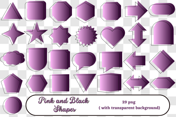 Pink and Black Shapes Png for Bold Designs