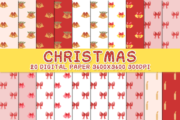 Retro Christmas Digital Papers 2 for Holiday Design