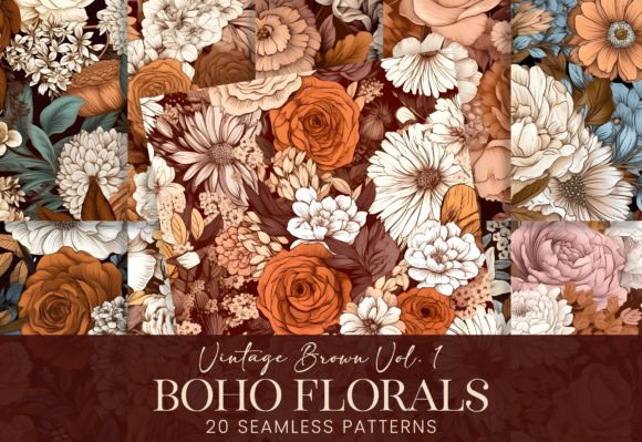 Revitalize Your Creative Projects with Vintage Boho Floral Brown Flowers V1