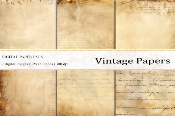 Vintage Papers Digital Paper: 7 High-Res Textures for Creative Projects