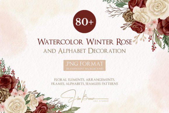 Watercolor Winter Rose Flower Bundle: A Versatile Resource for Creative Projects